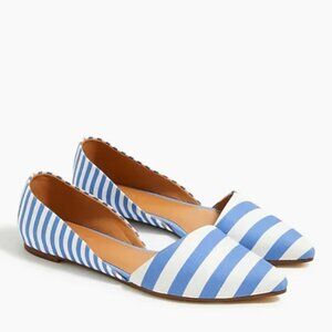 J. Crew Blue Striped Zoe D’orsay Flat | Size 10 *